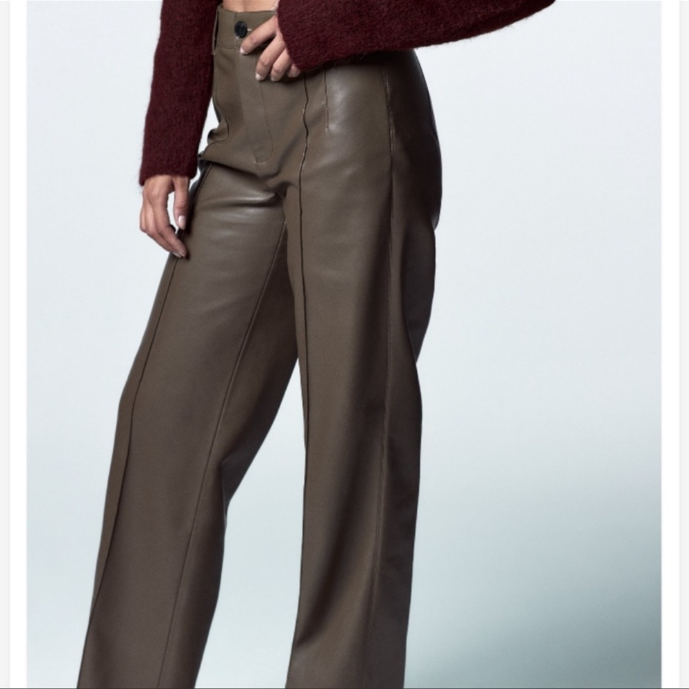 NWT ZARA Full Length Faux Leather Francoise Pants - Picture 4 of 4